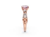 Rose gold Fancy Pink Princess  Three-Stone Diamond Ring with Pavé Split Shank and Four-Prong Setting_2