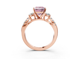Rose gold Fancy Pink Princess  Three-Stone Diamond Ring with Pavé Split Shank and Four-Prong Setting_3