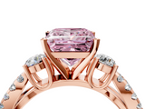 Rose gold Fancy Pink Princess  Three-Stone Diamond Ring with Pavé Split Shank and Four-Prong Setting_4