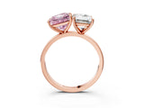 Rose gold Fancy Pink Princess  and Emerald Cut Toi Moi Ring with Prong Setting_32