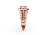 Rose gold Fancy Pink Radiant -Cut Halo Diamond Ring with Split Shank and Four-Prong Setting_73