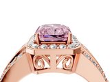 Rose gold Fancy Pink Radiant -Cut Halo Diamond Ring with Split Shank and Four-Prong Setting_75