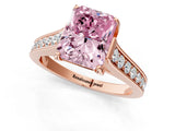 Rose gold Fancy Pink Radiant  Brilliant Cut Diamond Engagement Ring with Pavé Band and Four-Prong Setting_50