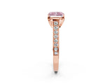 Rose gold Fancy Pink Radiant  Brilliant Cut Diamond Engagement Ring with Pavé Band and Four-Prong Setting_51