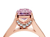 Rose gold Fancy Pink Radiant  Brilliant Cut Diamond Engagement Ring with Pavé Band and Four-Prong Setting_53