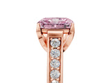 Rose gold Fancy Pink Radiant  Brilliant Cut Diamond Engagement Ring with Pavé Band and Four-Prong Setting_54