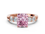 Rose gold Fancy Pink Radiant  Brilliant Cut Diamond Five-Stone Prong Set Engagement Ring with Channel Band_3