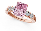 Rose gold Fancy Pink Radiant  Brilliant Cut Diamond Five-Stone Prong Set Engagement Ring with Channel Band_4