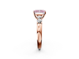 Rose gold Fancy Pink Radiant  Brilliant Cut Diamond Five-Stone Prong Set Engagement Ring with Channel Band_5