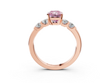Rose gold Fancy Pink Radiant  Brilliant Cut Diamond Five-Stone Prong Set Engagement Ring with Channel Band_6