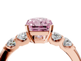 Rose gold Fancy Pink Radiant  Brilliant Cut Diamond Five-Stone Prong Set Engagement Ring with Channel Band_7