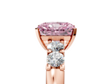 Rose gold Fancy Pink Radiant  Brilliant Cut Diamond Five-Stone Prong Set Engagement Ring with Channel Band_8