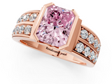 Rose gold Fancy Pink Radiant  Brilliant Diamond Channel Set Wide Band Ring with Bezel Setting_21