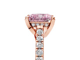 Rose gold Fancy Pink Radiant  Brilliant Diamond Solitaire with Pavé Band and Four-Prong Setting 1
