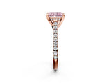 Rose gold Fancy Pink Radiant  Brilliant Diamond Solitaire with Pavé Band and Four-Prong Setting 4