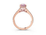 Rose gold Fancy Pink Radiant  Brilliant Diamond Solitaire with Pavé Band and Four-Prong Setting 5