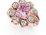 Rose gold Fancy Pink Radiant  Brilliant Flower Halo Diamond Split Shank Ring_30