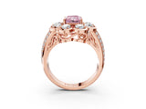 Rose gold Fancy Pink Radiant  Brilliant Flower Halo Diamond Split Shank Ring_32