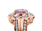 Rose gold Fancy Pink Radiant  Brilliant Flower Halo Diamond Split Shank Ring_34