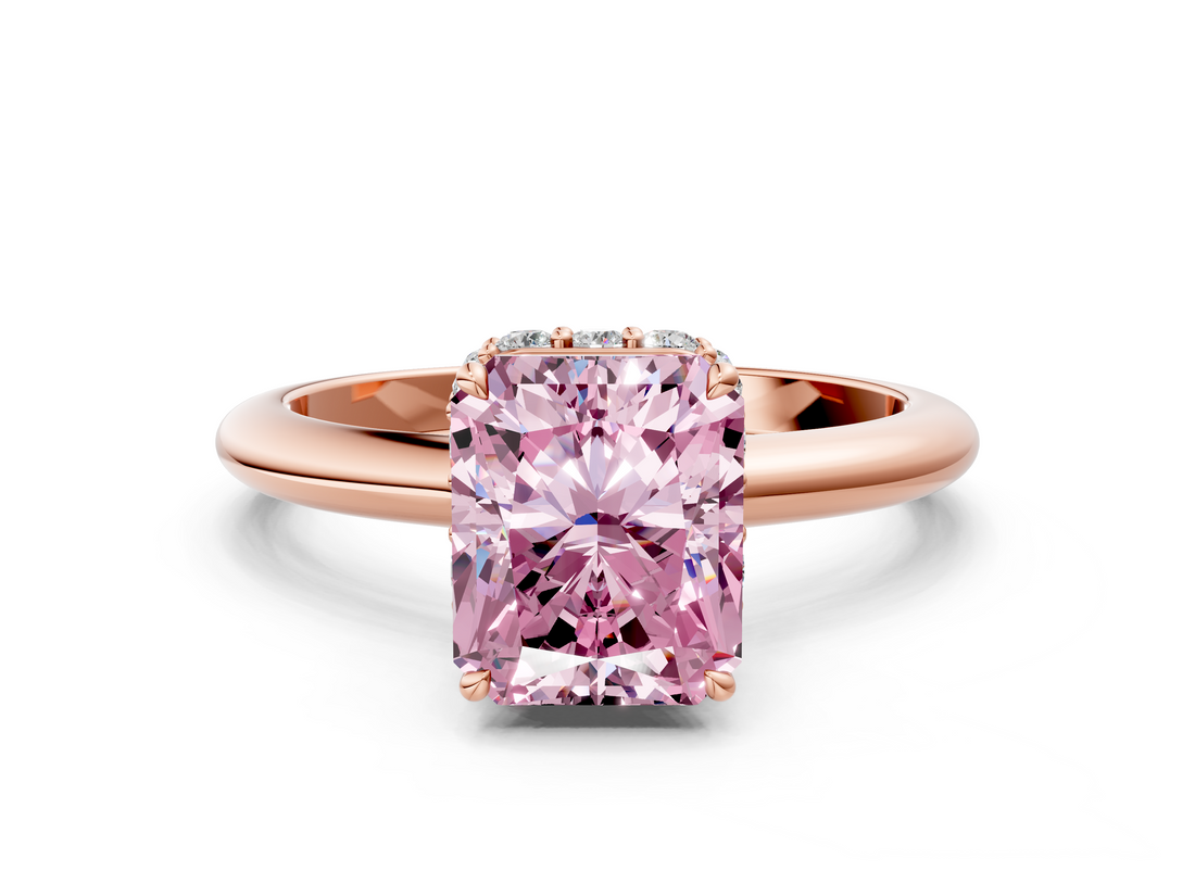 Rose gold Fancy Pink Radiant  Brilliant Solitaire Engagement Ring with Six-Prong Setting and Classic Band_19