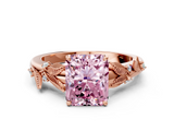 Rose gold Fancy Pink Radiant  Brilliant Solitaire with Leaf Motif Band and Four-Prong Setting_62