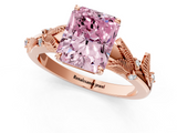 Rose gold Fancy Pink Radiant  Brilliant Solitaire with Leaf Motif Band and Four-Prong Setting_63
