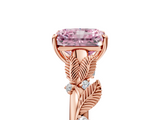 Rose gold Fancy Pink Radiant  Brilliant Solitaire with Leaf Motif Band and Four-Prong Setting_67