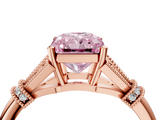 Rose gold Fancy Pink Radiant  Brilliant Solitaire with Pave Band and Four-Prong Setting_24