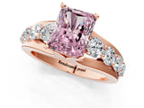 Rose gold Fancy Pink Radiant  Brilliant Solitaire with Side Stones on a Pave Band and Four-Prong Setting_25