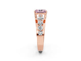 Rose gold Fancy Pink Radiant  Brilliant Solitaire with Side Stones on a Pave Band and Four-Prong Setting_26