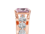 Rose gold Fancy Pink Radiant  Brilliant Solitaire with Side Stones on a Pave Band and Four-Prong Setting_29