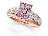 Rose gold Fancy Pink Radiant  Brilliant Solitaire with Side Stones on a Pave Band and Four-Prong Setting_37