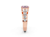 Rose gold Fancy Pink Radiant  Brilliant Solitaire with Side Stones on a Pave Band and Four-Prong Setting_38