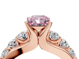 Rose gold Fancy Pink Radiant  Brilliant Solitaire with Side Stones on a Pave Band and Four-Prong Setting_40