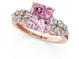 Rose gold Fancy Pink Radiant  Cluster Diamond Engagement Ring with Pavé Band and Four-Prong Setting_64