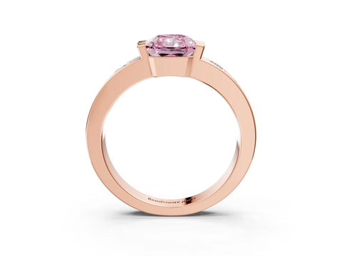Rose gold Fancy Pink Radiant Cut Brilliant Channel-Set Diamond Ring with Bezel Prong Setting_3