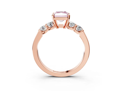 Rose gold Fancy Pink Radiant Cut Brilliant Diamond Five-Stone Engagement Ring with Prong Setting on a Classic Band_6