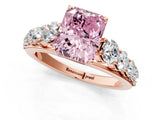 Rose gold Fancy Pink Radiant Cut Brilliant Diamond Pavé Band with Six-Prong Setting_1