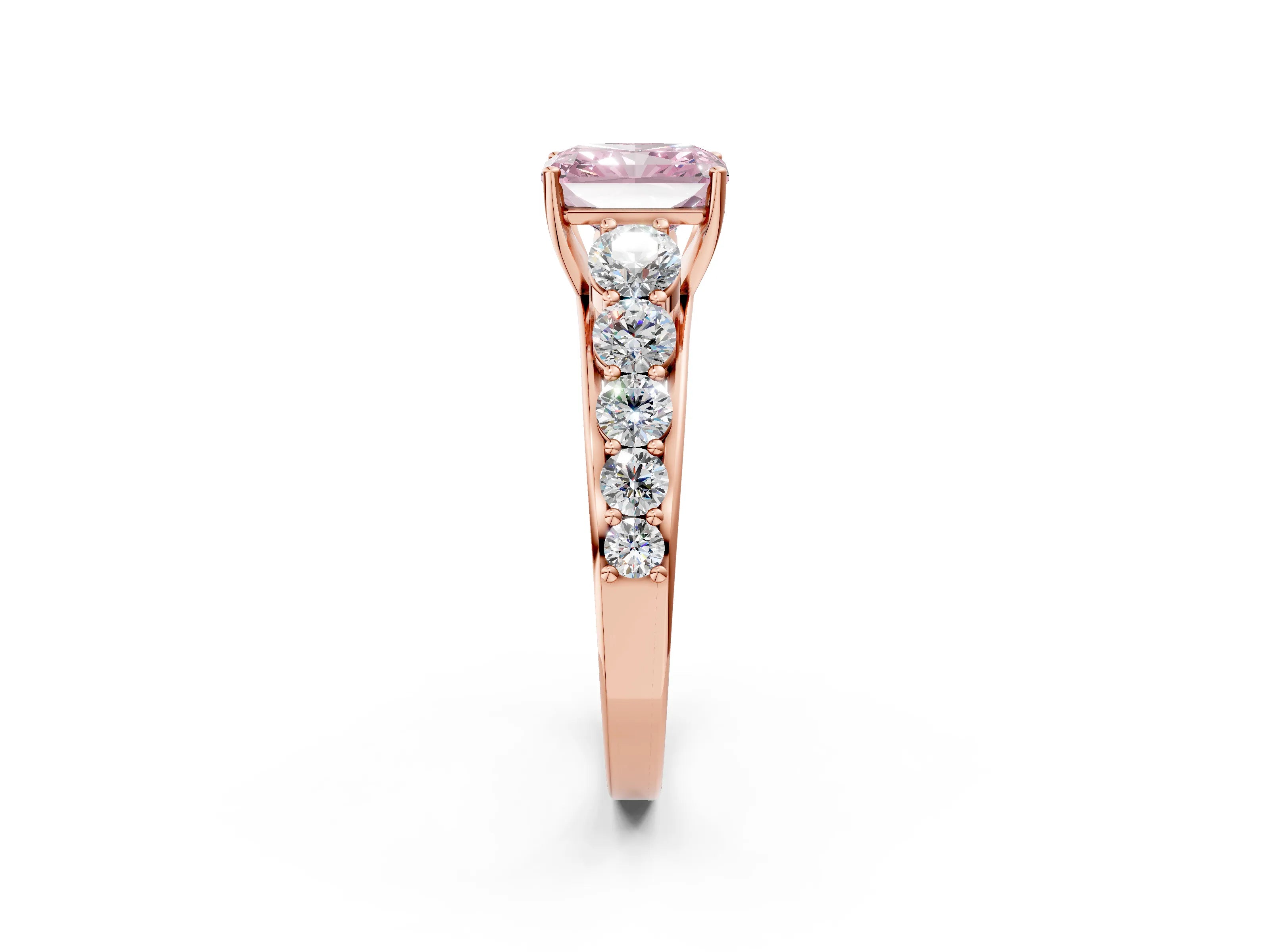 Rose gold Fancy Pink Radiant Cut Brilliant Diamond Pavé Band with Six-Prong Setting_2