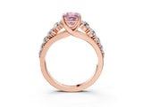 Rose gold Fancy Pink Radiant Cut Brilliant Diamond Pavé Band with Six-Prong Setting_3