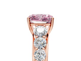 Rose gold Fancy Pink Radiant Cut Brilliant Diamond Pavé Band with Six-Prong Setting_5