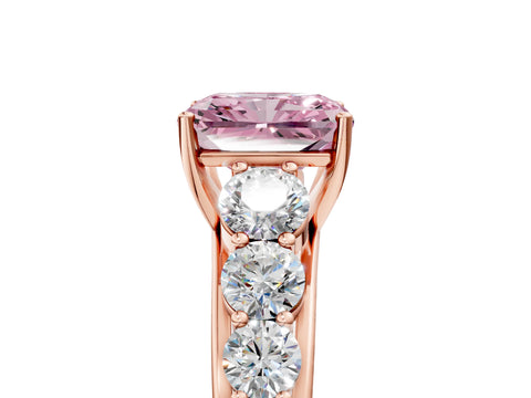 Rose gold Fancy Pink Radiant Cut Brilliant Diamond Pavé Band with Six-Prong Setting_5