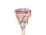 Rose gold Fancy Pink Radiant Cut Brilliant Diamond Solitaire Ring with Pear Side Stones and Four-Prong Setting_8