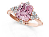 Rose gold Fancy Pink Radiant Cut Brilliant Diamond with Cluster Setting on a Beaded Band and Four-Prong Setting_1