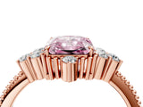 Rose gold Fancy Pink Radiant Cut Brilliant Diamond with Cluster Setting on a Beaded Band and Four-Prong Setting_4