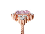 Rose gold Fancy Pink Radiant Cut Brilliant Diamond with Cluster Setting on a Beaded Band and Four-Prong Setting_5