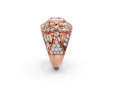 Rose gold Fancy Pink Radiant Cut Brilliant Halo Pave Diamond Milgrain Ring_2