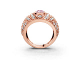 Rose gold Fancy Pink Radiant Cut Brilliant Halo Pave Diamond Milgrain Ring_3