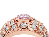 Rose gold Fancy Pink Radiant Cut Brilliant Halo Pave Diamond Milgrain Ring_4