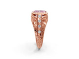 Rose gold Fancy Pink Radiant Cut Brilliant Milgrain Filigree Diamond Ring with Square Prong Setting_2